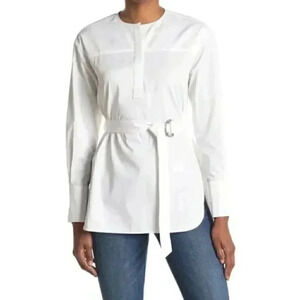 NWT La Ligne Stephanie Cotton Belted Tunic Blouse in White